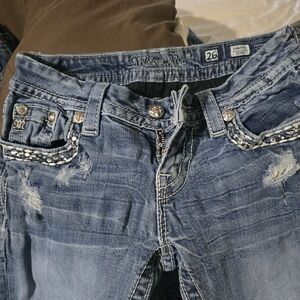 Miss Me Blue Skinny Jeans with Silver Accents